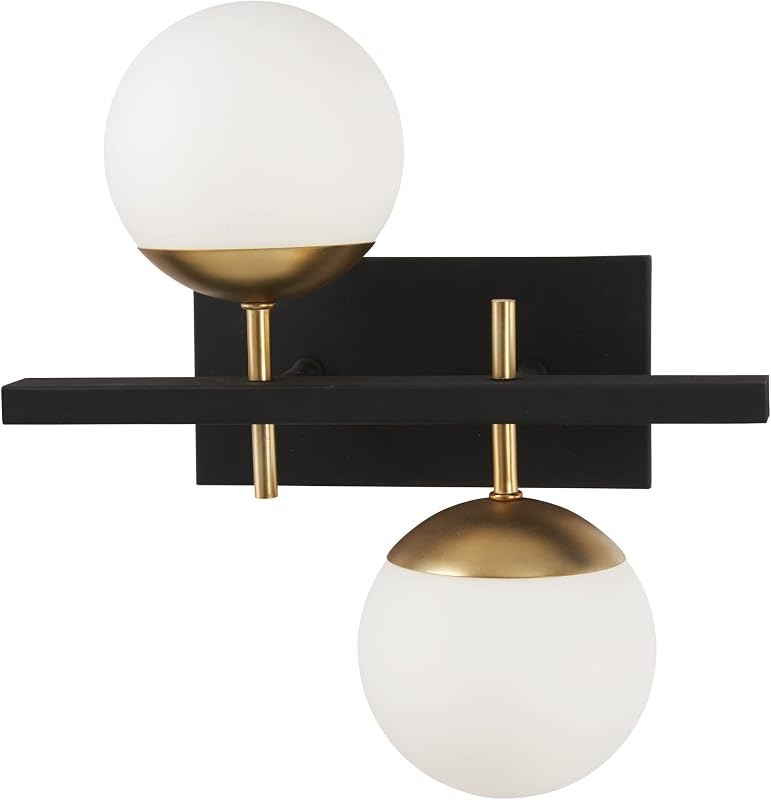 Soporte pared 2 luces 150W negro desgastado oro otoñal