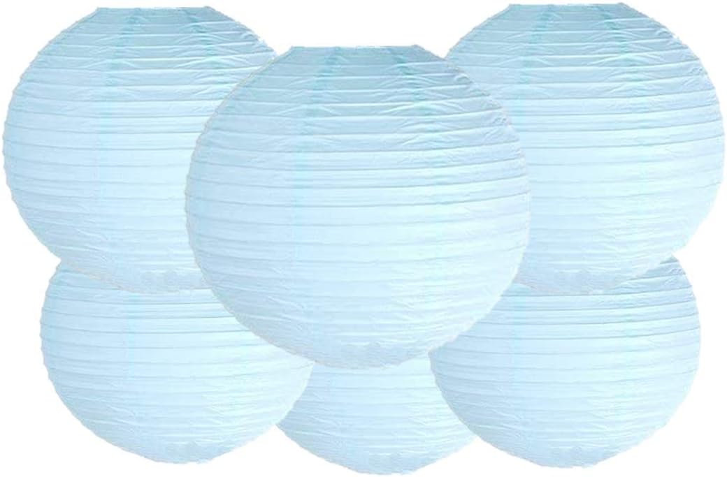 6 Faroles Papel 12pulg para Bodas y Manualidades Azul Claro