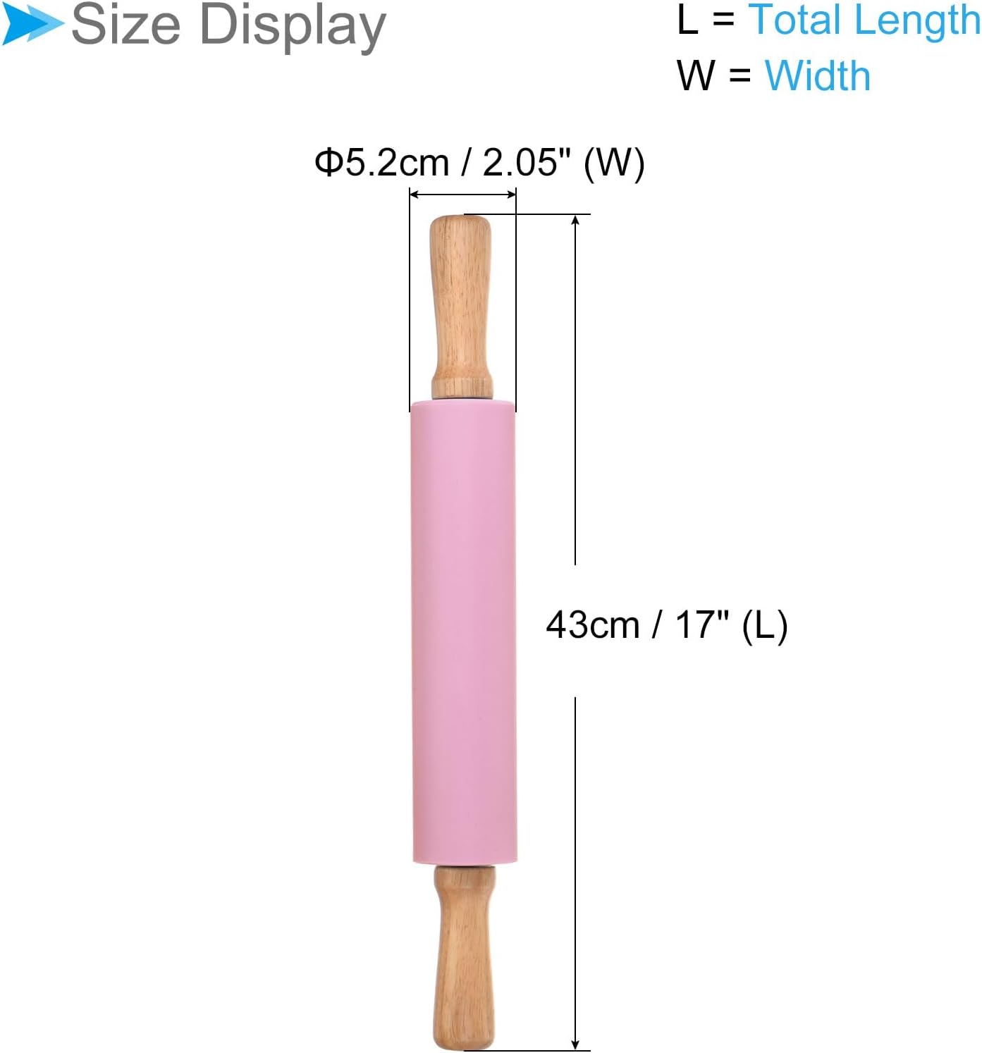 Rodillo silicona 17pulg antiadherente mango madera rosa