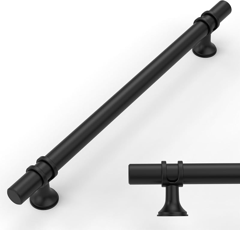 10 Tiradores Negro Mate para Armarios Cocina 6.3"