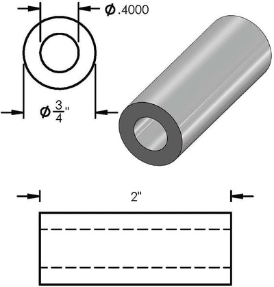 Espaciador aluminio negro 3/4x3/8 pulg redondo liso