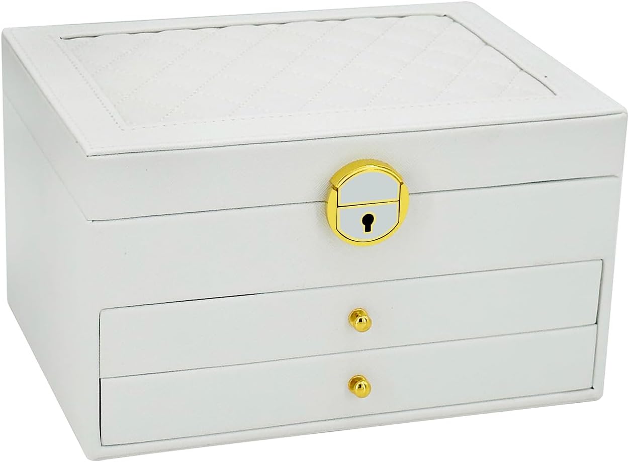 Caja joyas 3 capas cuero PU para aretes pulseras