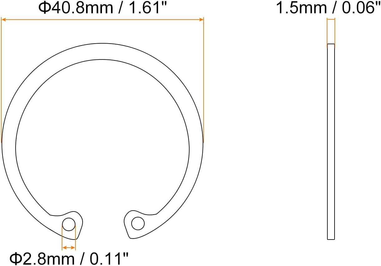 10 Pzas Anillo Retención 38mm Acero Inox 304 C-Clip Plateado