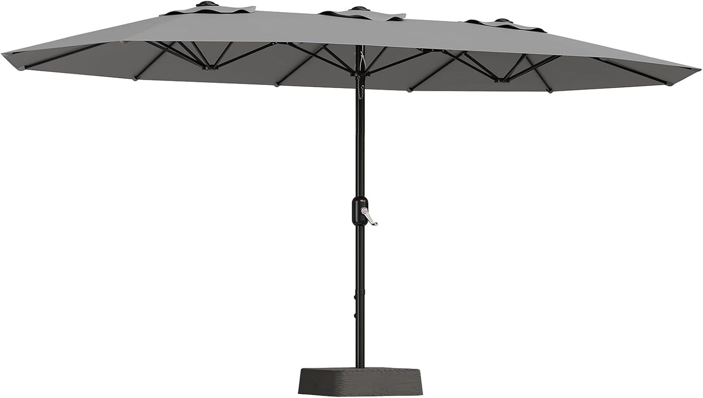 Sombrilla patio 15ft base doble cara UV duradero