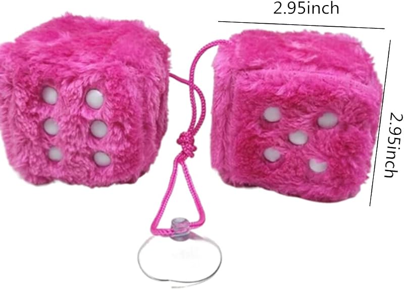 Dados retro felpa rosa para colgar espejo coche