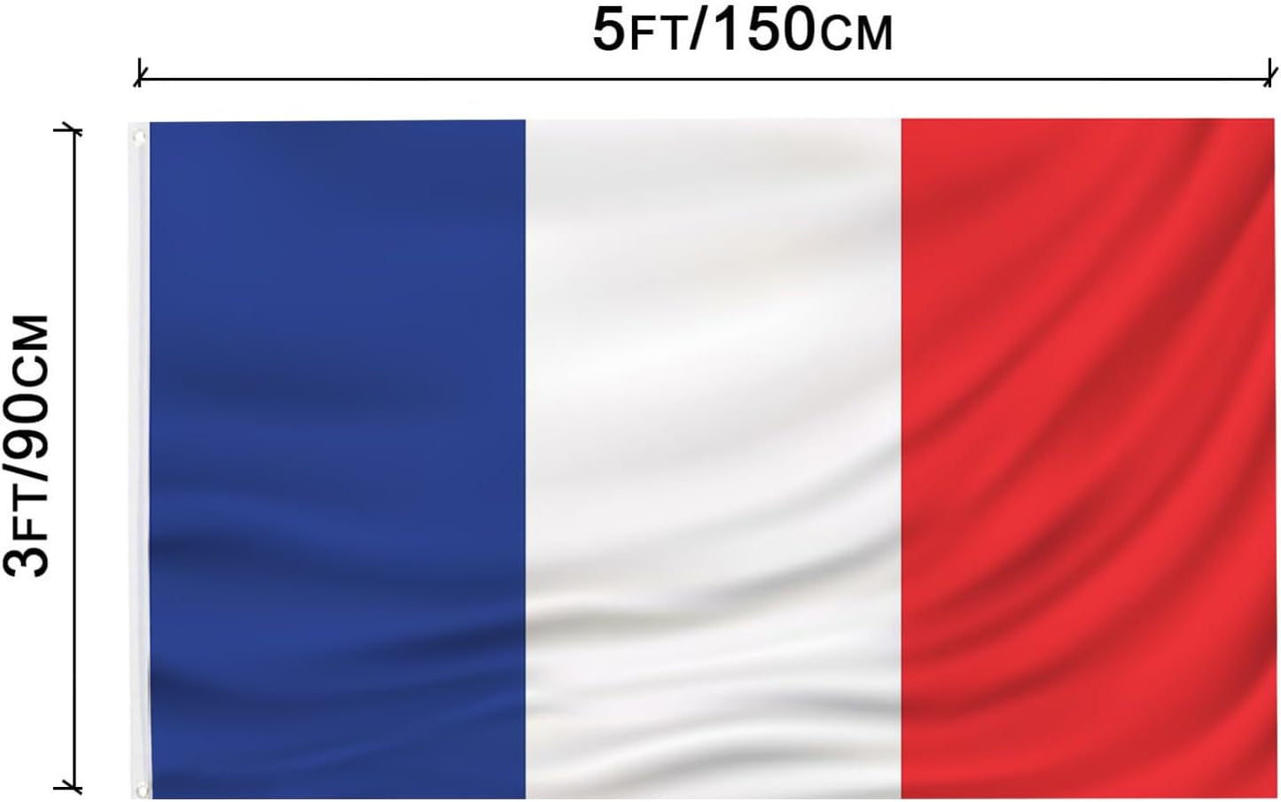 Bandera Francia 3x5ft lona poliéster doble costura ojales latón