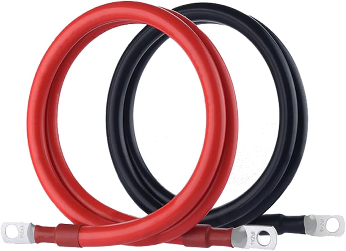 Cables batería 4 AWG cobre 2pies con terminales 3/8