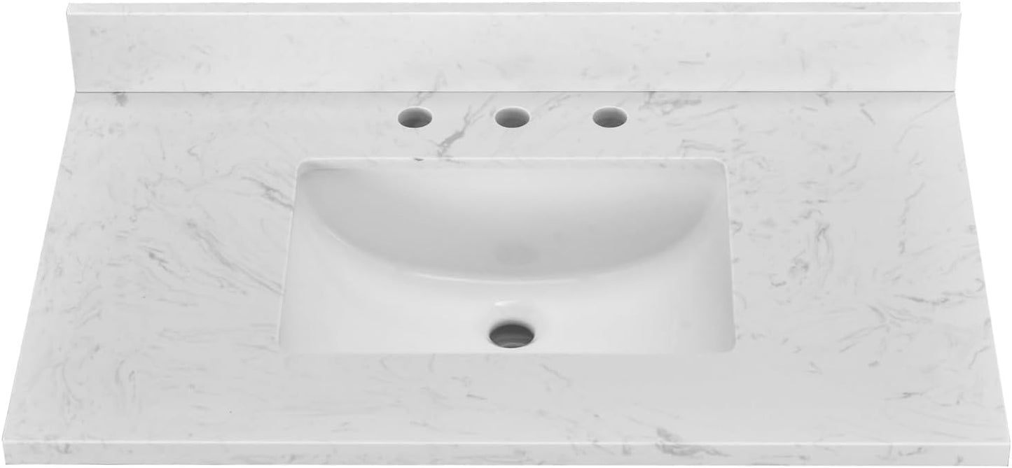 Encimera tocador 36x22pulg piedra artificial blanca