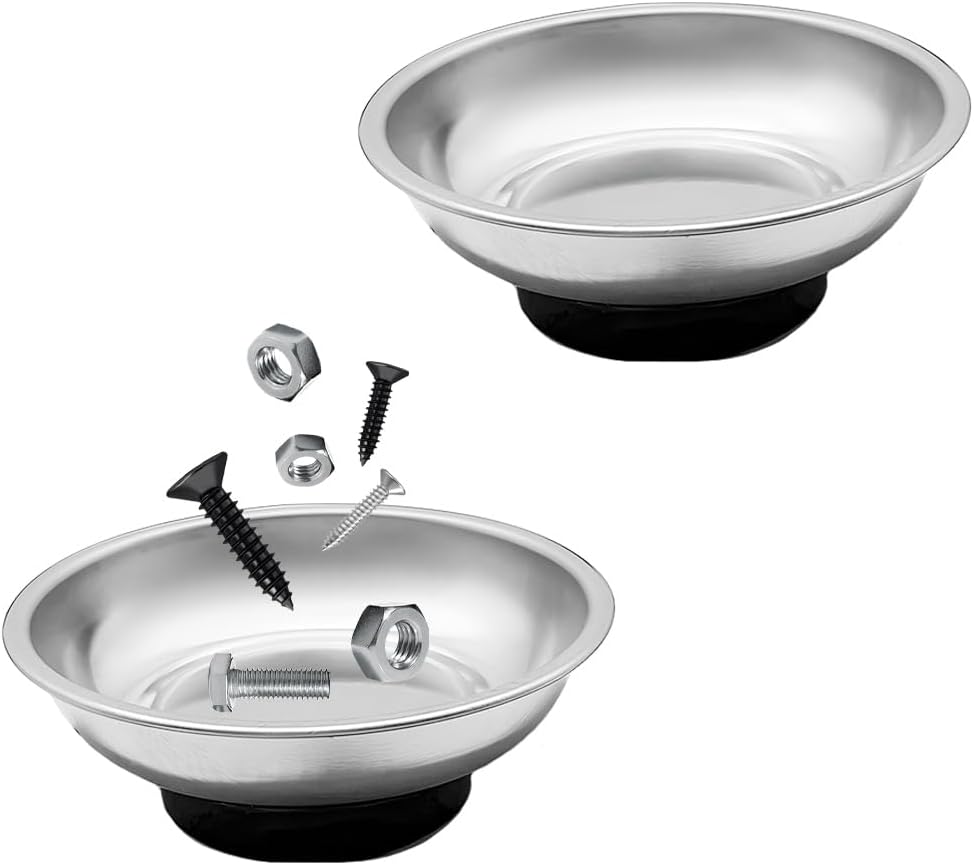 Set 2 bandejas magnéticas acero inox 3pulg para herramientas