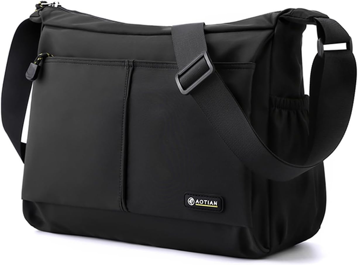 Bolsa hombro hombre nailon impermeable ligera negro