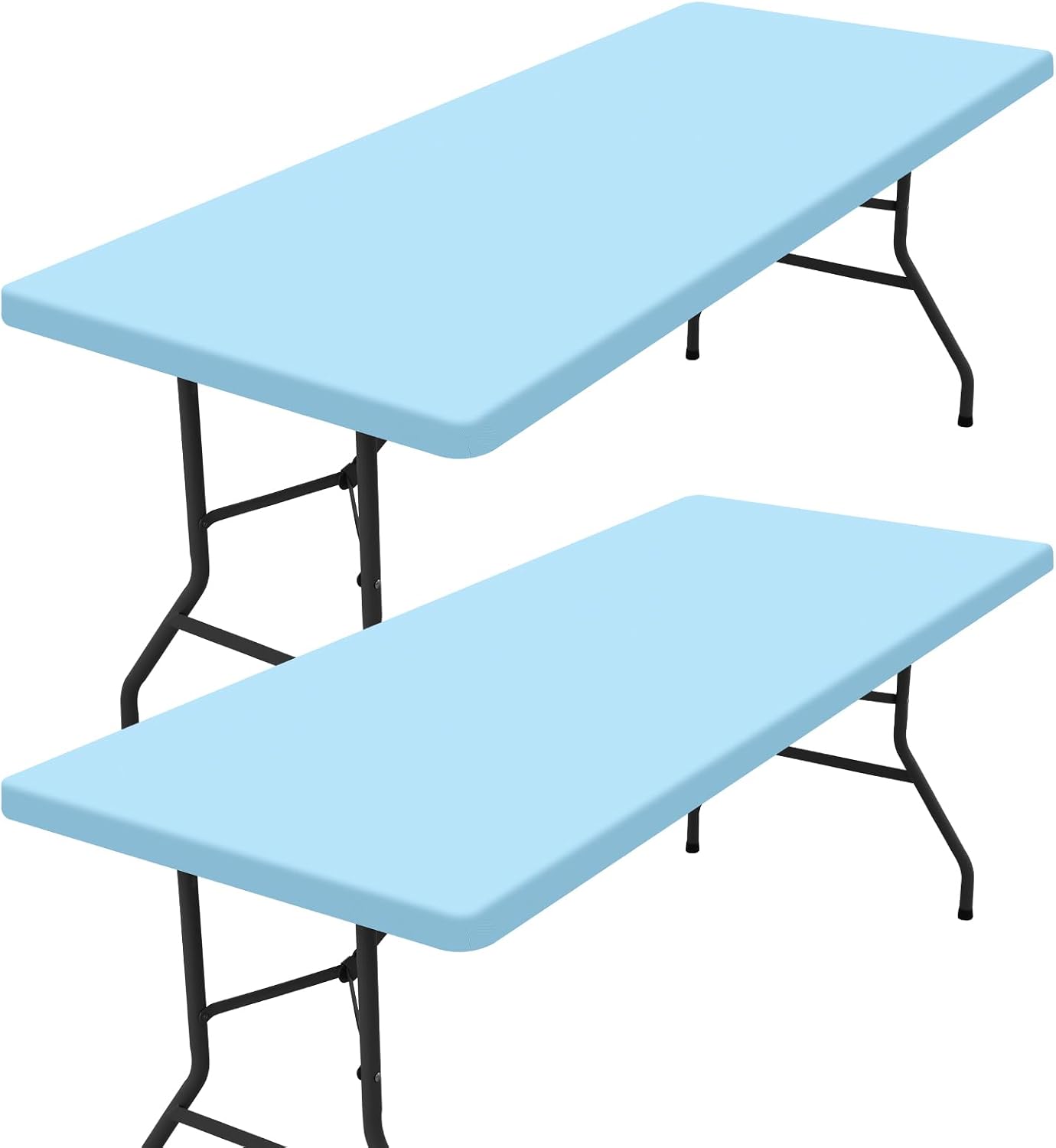 2 Manteles Tela Elástica para Mesa Plegable 6ft Azul Claro