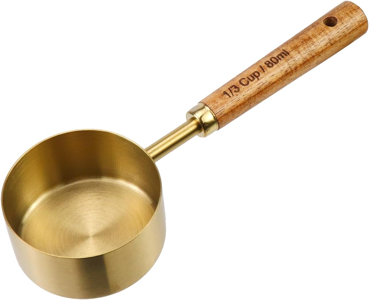 Taza medidora 1/3 taza mango madera cuchara acero inox 2.7fl oz