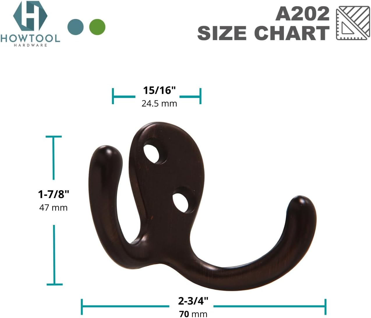 Ganchos pared 35lb bronce aceitado negro set 5