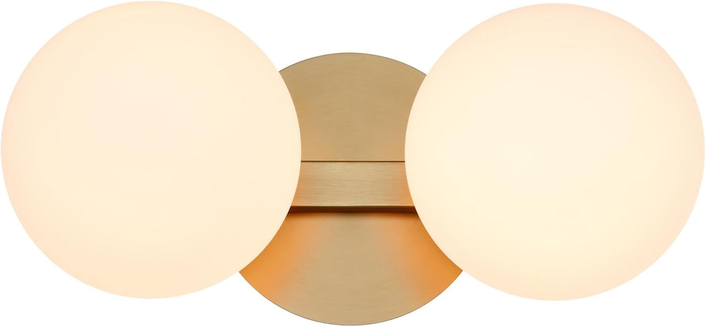 Lámpara dorada aplique baño 2 luces latón envejecido