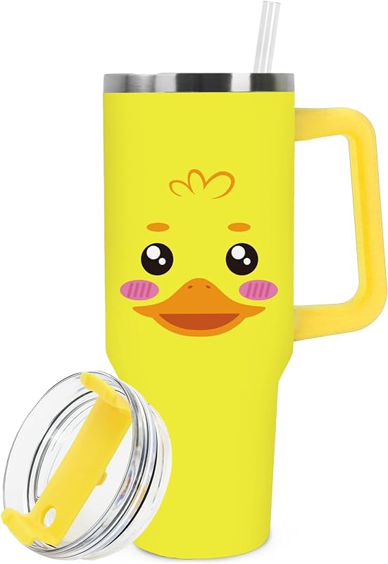 Vaso pato amarillo acero inox con pajilla 40oz