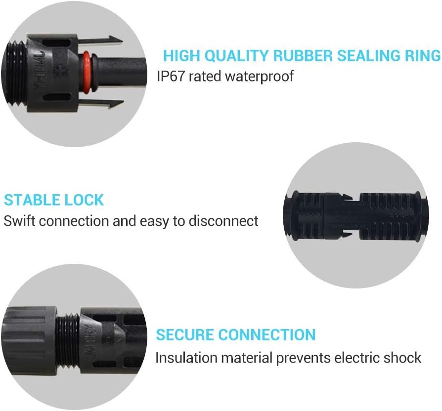 Cable extensión solar 20ft 10AWG negro