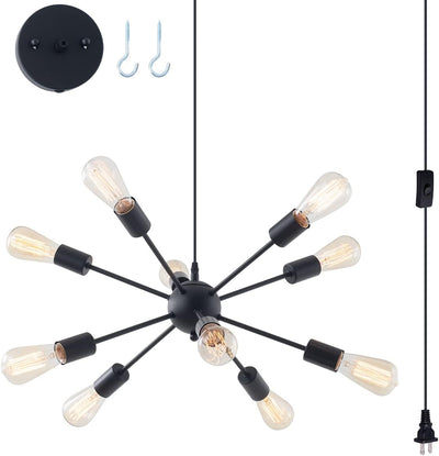 Lámpara colgante industrial 10 luces enchufables 16.4ft