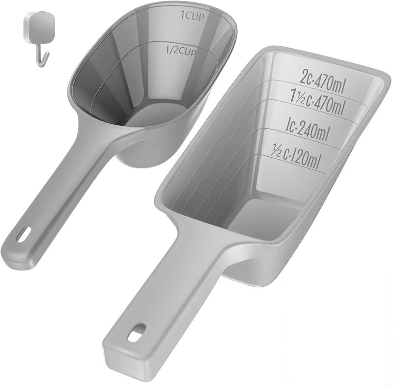 Juego cucharas para perros y gatos con medidor gris