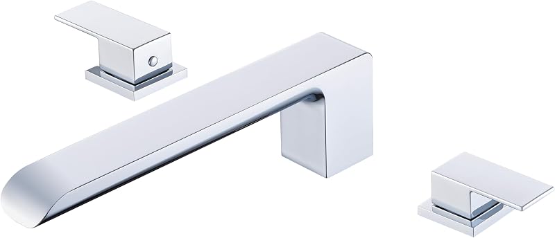 Grifo bañera minimalista cuadrado 2 manijas 11pulg cromado