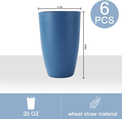 6 Pzas Vasos Plástico Reutilizables 20oz para Niños