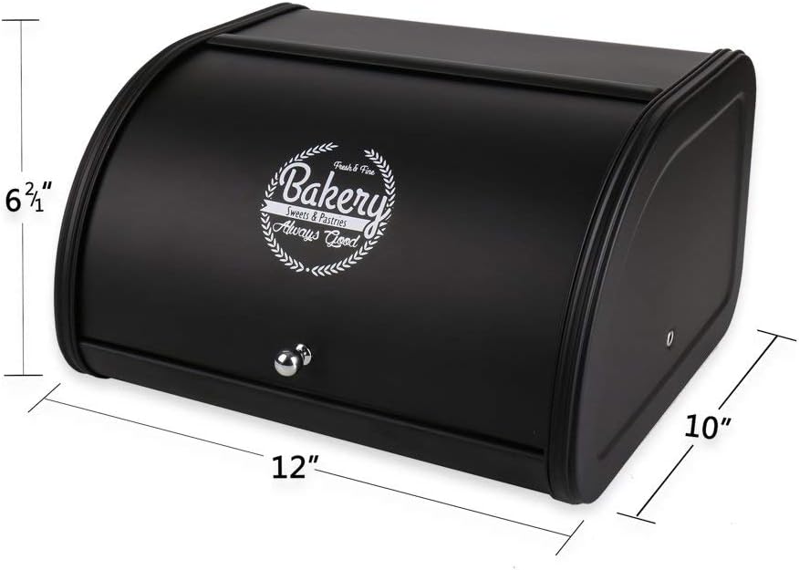 Caja pan metal con tapa enrollable negro almacenamiento