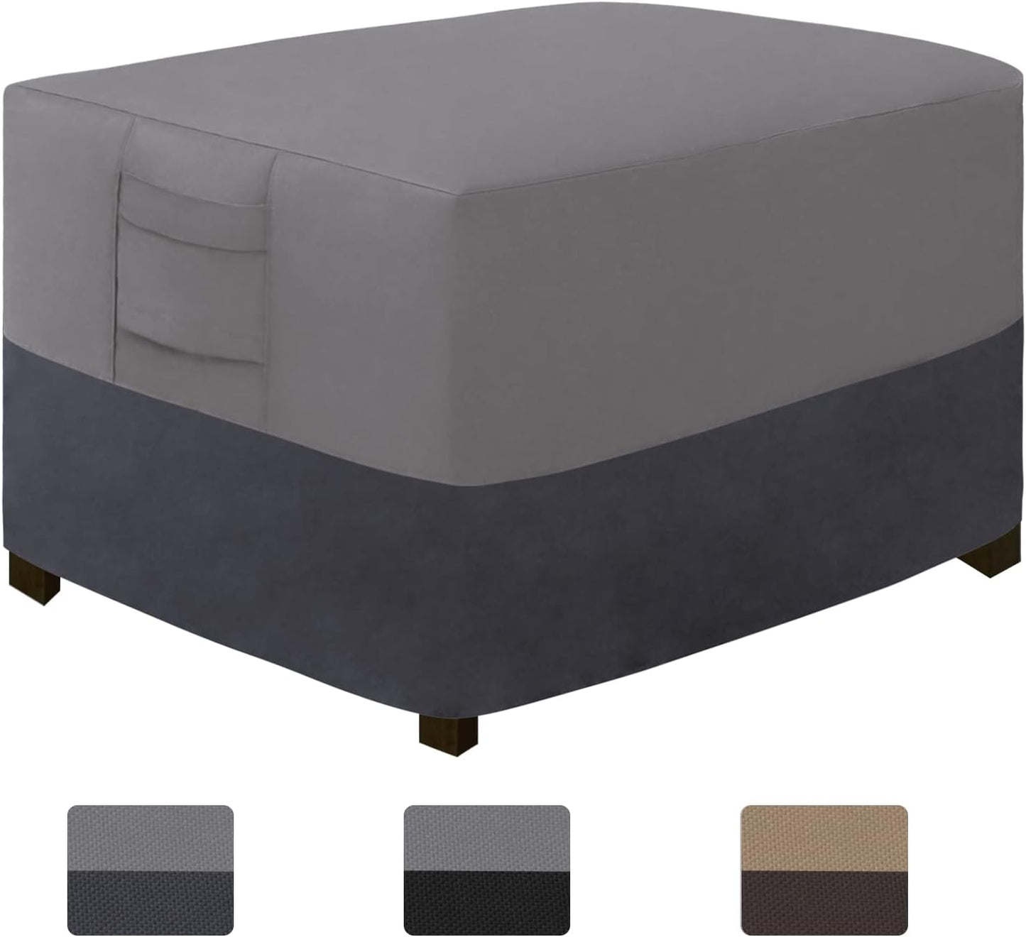 Funda otomana impermeable para patio 28x22x17" gris