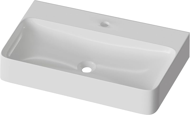 Fregadero rectangular 32" blanco brillante montaje grifo