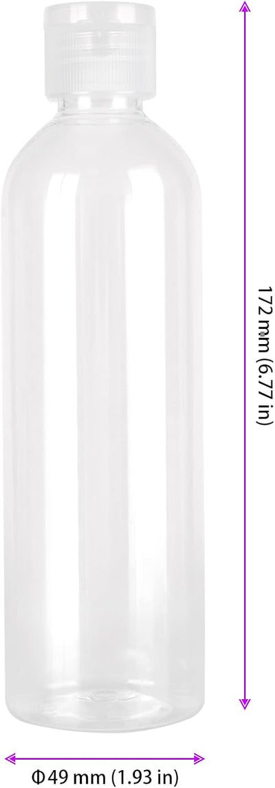 30 Botellas Plástico 8oz Transparente Tapa Abatible Viaje