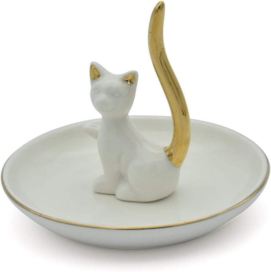 Bandeja decorativa para joyas y baratijas chapada en blanco