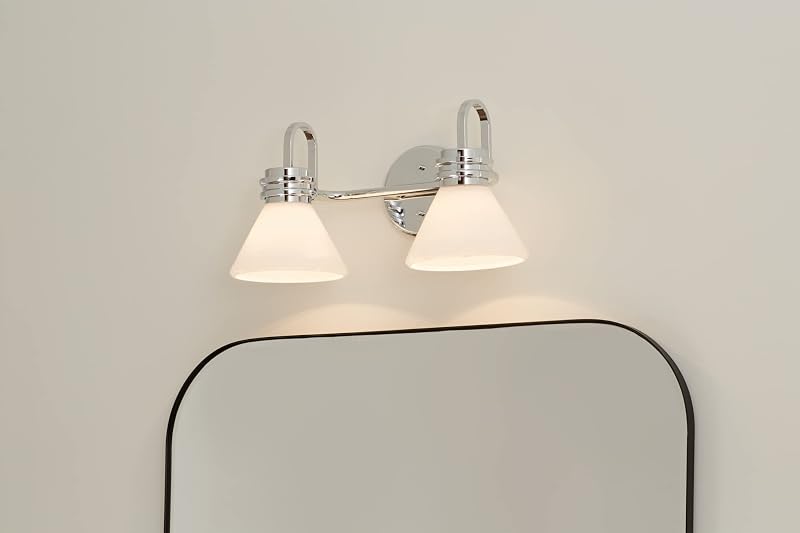 Lámpara tocador 19.25pulg 2 luces cristal ópalo cromo