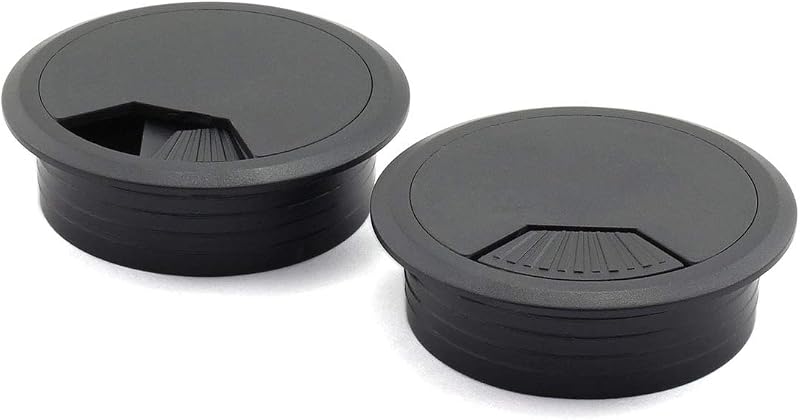 2 Pzas Cable Escritorio 2-3/8pulg Cubierta Plástica Negro