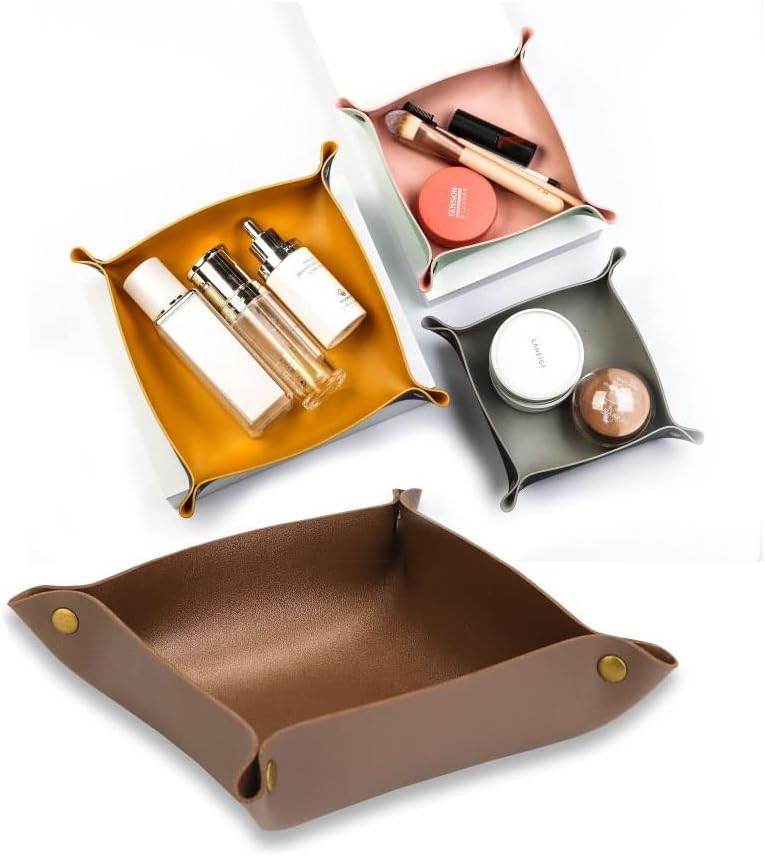 Bandeja cuero organizadora plegable para joyas y llaves
