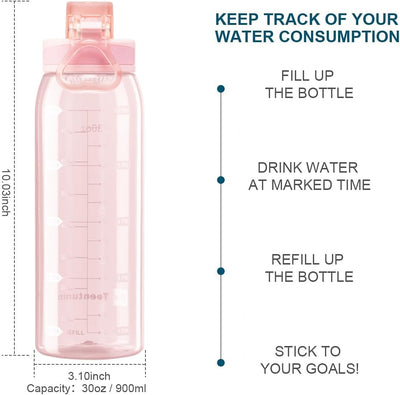 Botella agua Tritan sin BPA 30oz rosa transparente 1 Pza