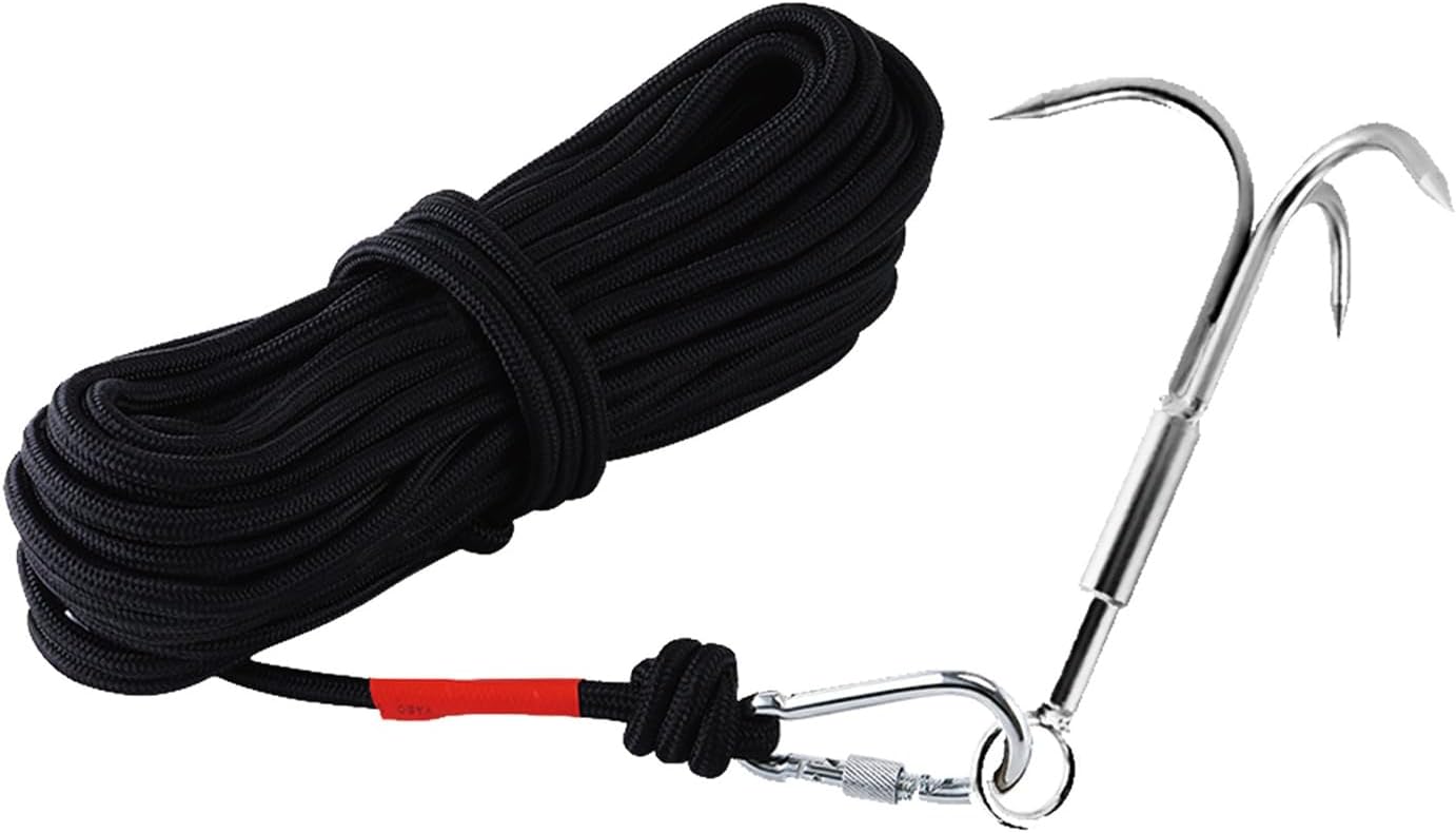 Gancho acero inox 3 garras para escalada y rescate