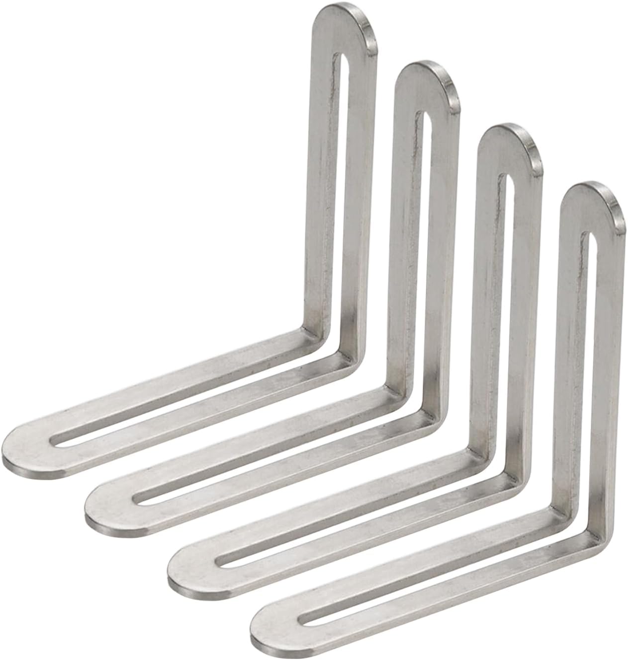 4 Pzas Soportes Esquina Acero Inox Con Ranuras