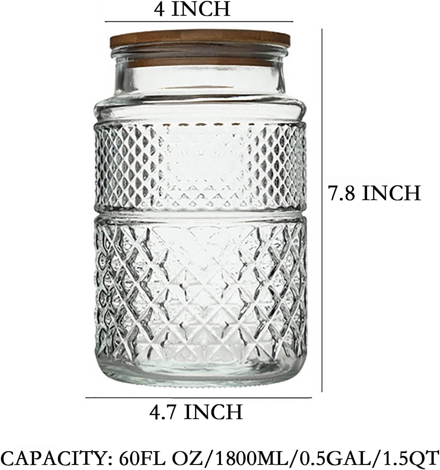 Tarro vidrio 60oz con tapa bambú para alimentos dulces café