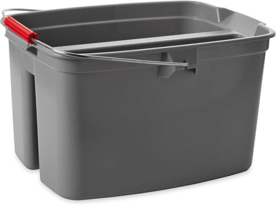 Cubo plástico doble para limpieza 19qt gris con asa