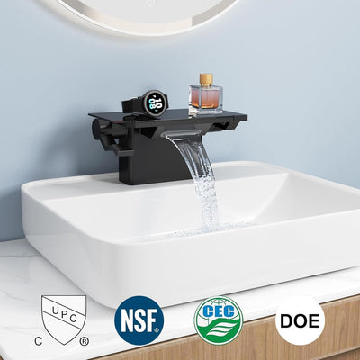Grifo baño negro mate 4pulg con plataforma 2 manijas