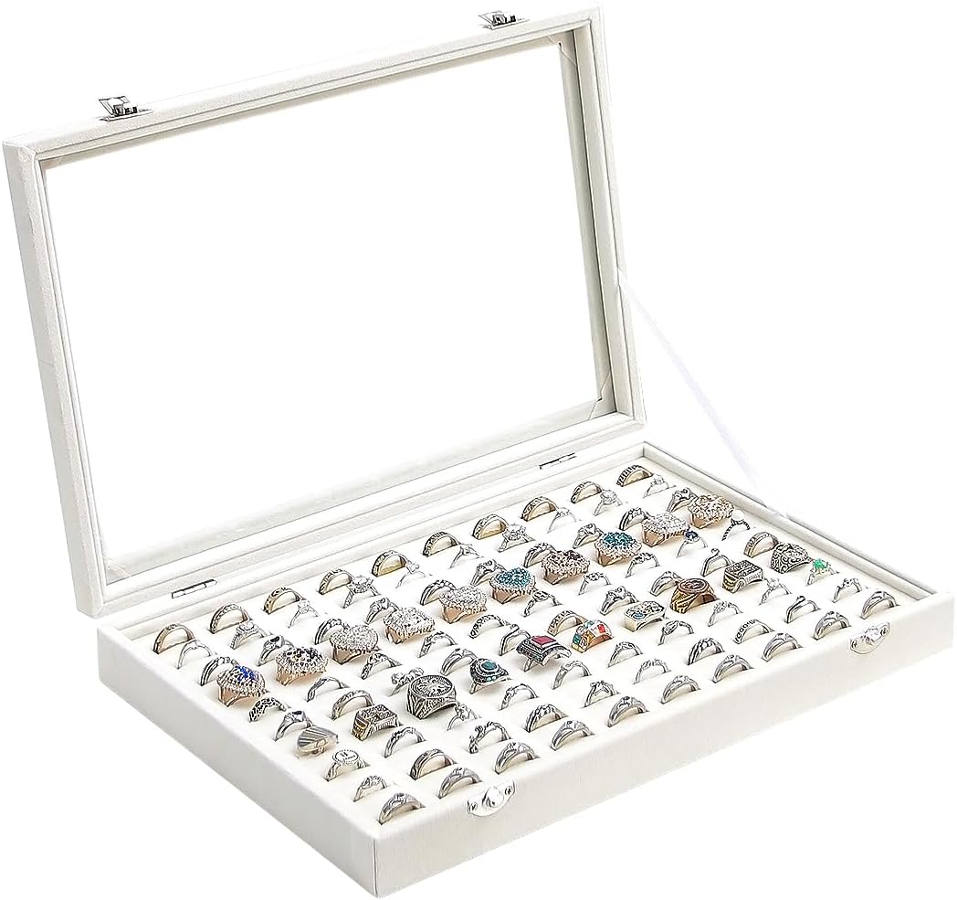 Estuche anillos terciopelo 100 ranuras para niñas