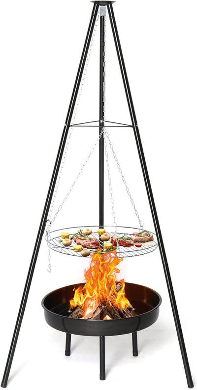 Parrilla trípode ajustable para fogata y barbacoa color