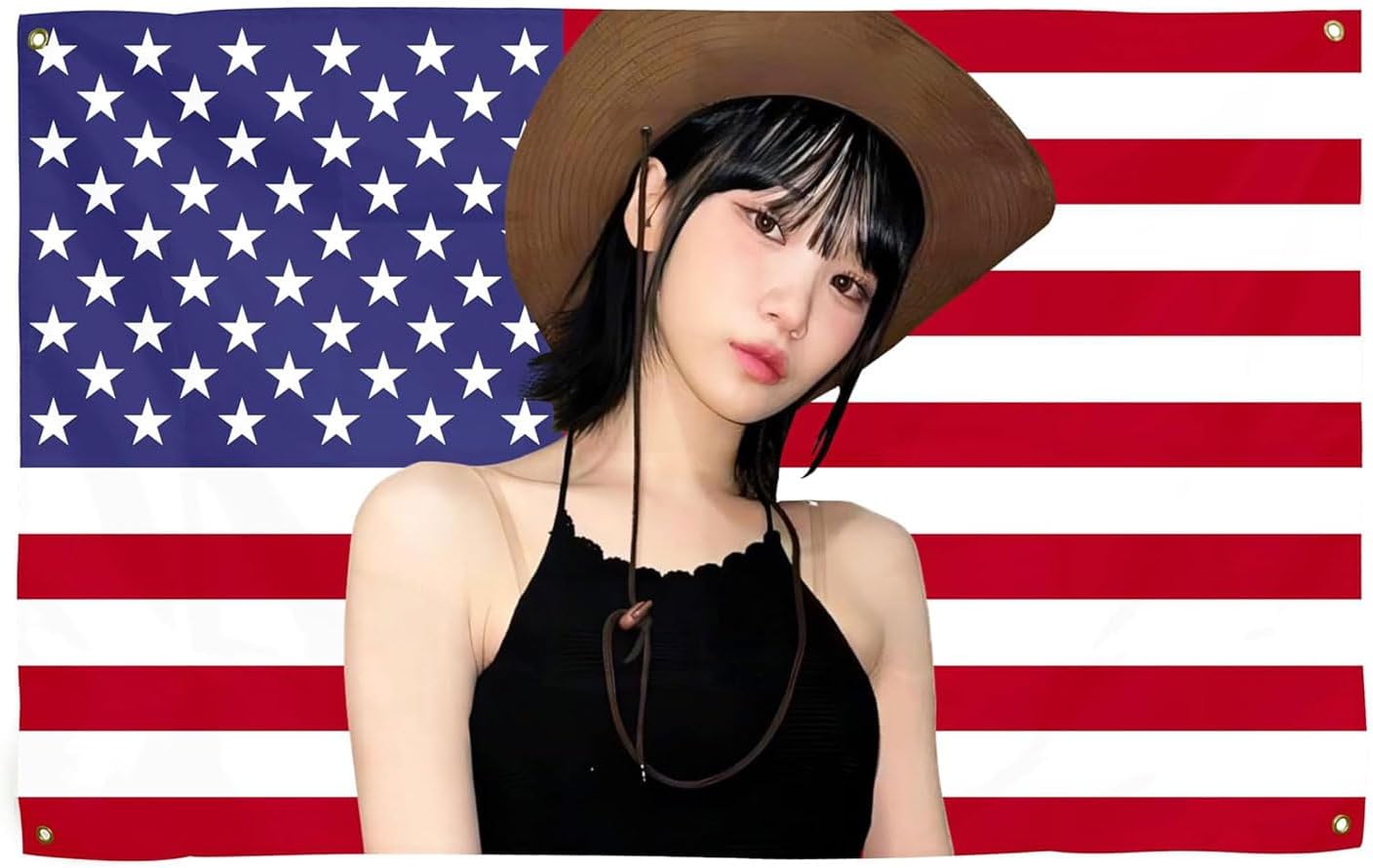 Bandera Americana Chaewon 3x5ft Tapete Kpop 4 Ojales Latón