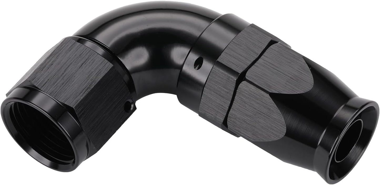 Acoplador manguera PTFE aluminio negro 90grados
