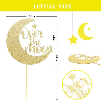 Topper de pastel Over the Moon para fiesta de bebé y cumpleaños