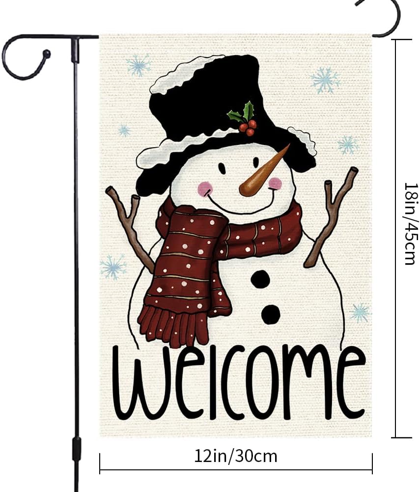 Bandera jardín muñeco nieve 12x18pulg doble cara navideña