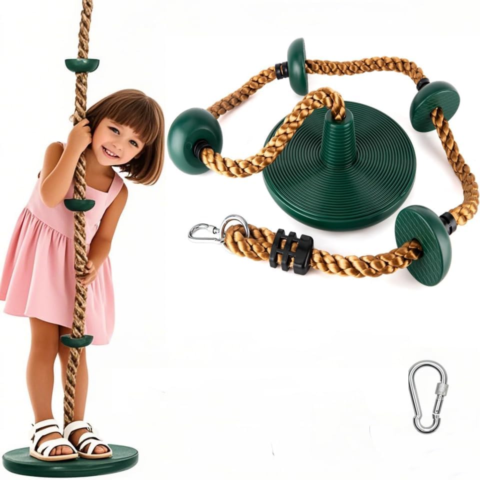 Columpio cuerda para árbol niños exteriores verde