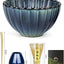Juego té matcha cuenco 17oz batidor bambú cuchara soporte azul gris