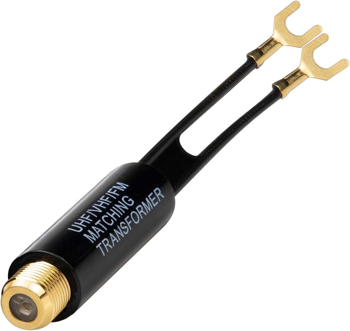 Adaptador 75 Ohm a 300 Ohm con conector F hembra UHF/VHF/FM