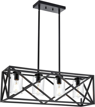 Lámpara colgante 30.35pulg 4 luces negro para comedor cocina