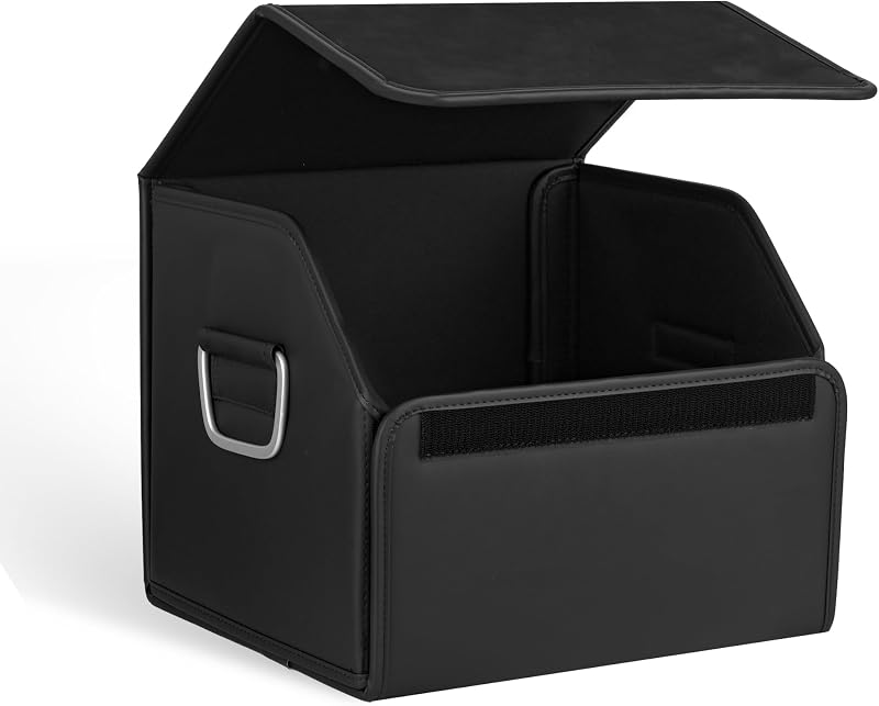 Organiz. maletero cuero gamuza plegable para auto y hogar