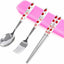Set cubiertos con mango cerámica camping viaje estuche